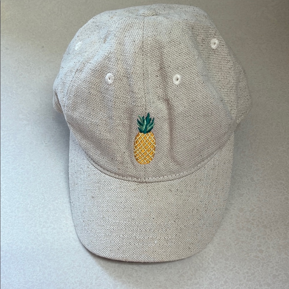 Old Navy Cream and Yellow Pineapple Embroidered Hat
